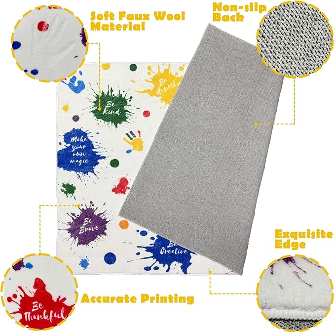 Colorful Positive Affirmation Kids Rug, Inspirational Motivational Quotes Washable Area Rug for Kids Bedroom, Non-Slip Play Mat Ultra Soft Indoor Plush Rugs for Playroom Classroom Nursery Decor