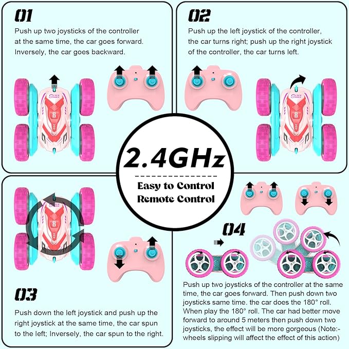 Anti-Gravity Wall Climbing RC Remote Control Car Car with Headlights, 360° Rolling Rotating Stunt Toy for Kids