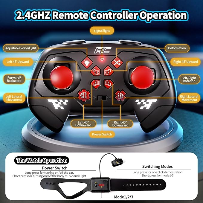 4WD Remote Control Car for Boys,2.4GHz Gesture Sensing Drift RC Cars,360°Flips Off-Road Hand Controlled RC Stunt Car with Lights Music,Toy Car Birthday Gifts for Boys Kids Age 6+ (Red