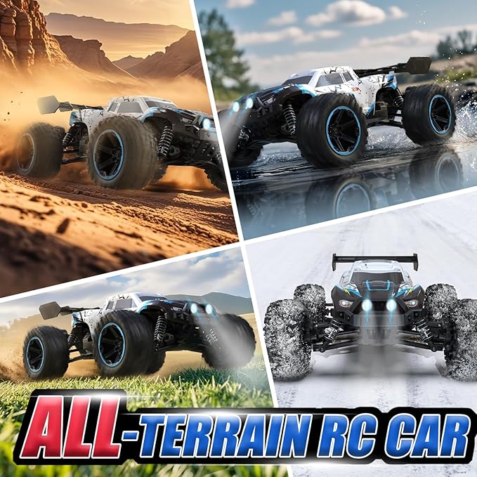 1:14 All Terrain RC Cars, 50 KPH High Speed 4WD RC Truck with 60 Mins Runtime, Fast Remote Control Car with 2S 2000 mAh Rechargeable Batteries, Off Road RC Cars for Adults and Teen Boy Gifts