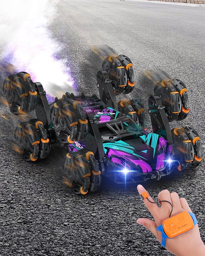 Minetom Gesture Sensing Stunt RC Cars, 8WD Remote Control Climbing Car Toys for Age 6-8, Transform Drift Off Road Vehicle Toy for Kids 9 10 11 12 Years Old Christmas Birthday Gifts for Boys & Girls