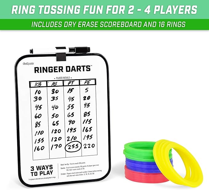 GoSports Ringer Darts Toss Game - Indoor Outdoor Hook Ring Toss Set for Kids & Adults