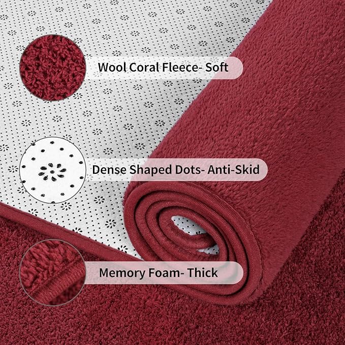 FlyDOIT Area Rugs for Bedroom Living Room, 6x9 Rose Red Super Soft Comfy Thickened Memory-Foam Indoor Carpets, Modern Aesthetic Minimalist Carpet for Boys Girls Adults Apartment Nursery Home Décor