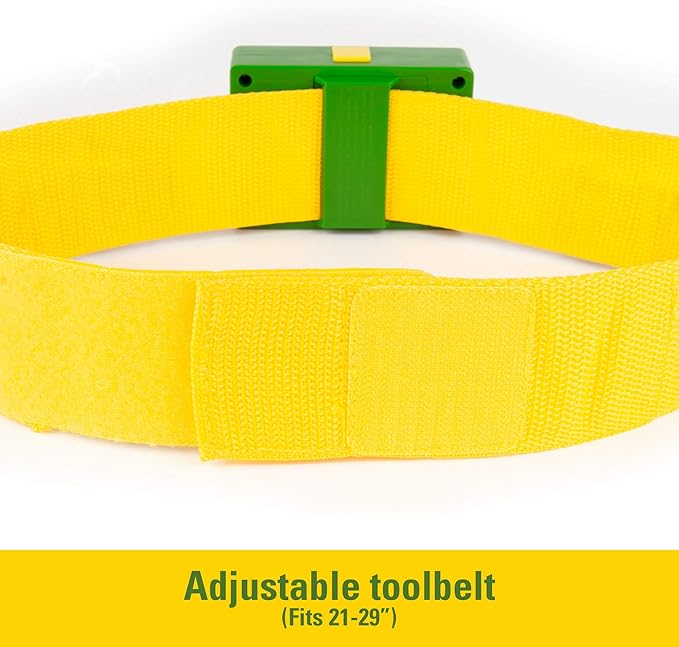 John Deere Deluxe Talking Toolbelt - 7-Piece Kids Tool Set - Interactive Construction Toys - Interactive Toddler Tools Playset - Green - 7 Count - Preschool Toys Ages 2 Years and Up