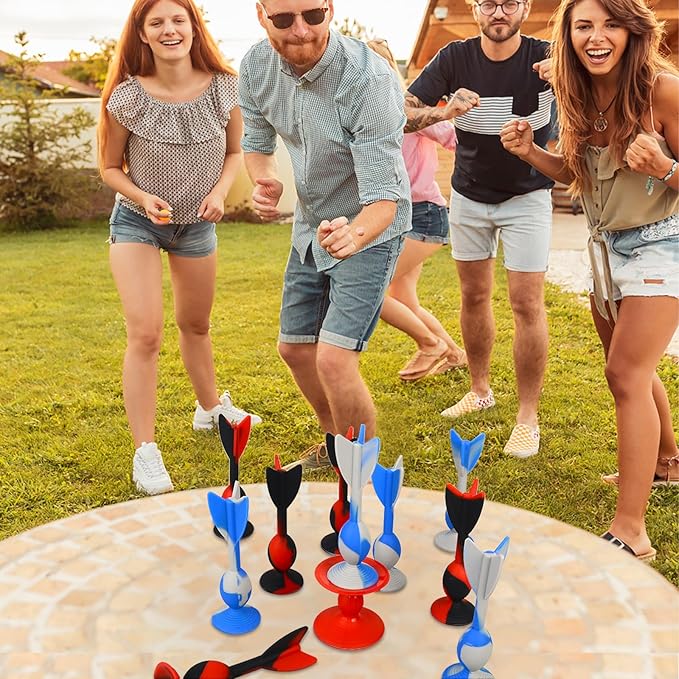 4.7 "Large Size 10 Pack Silicone Suction Colorful Darts with 1 Bullseye Sucker Sports Throwing Game Toy Set, Outdoor Indoor Game Sports