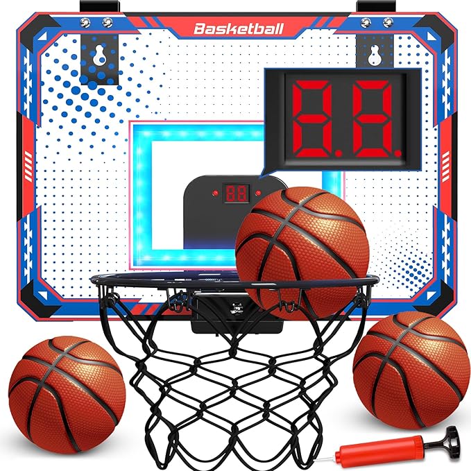 GMAOPHY Basketball Hoop Indoor for 5 6 7 8 9 10+ Year Old Boys Kids, Birthday Gift Sport Toys, Mini Basketball Hoop with Electronic Scoreboard Over The Door