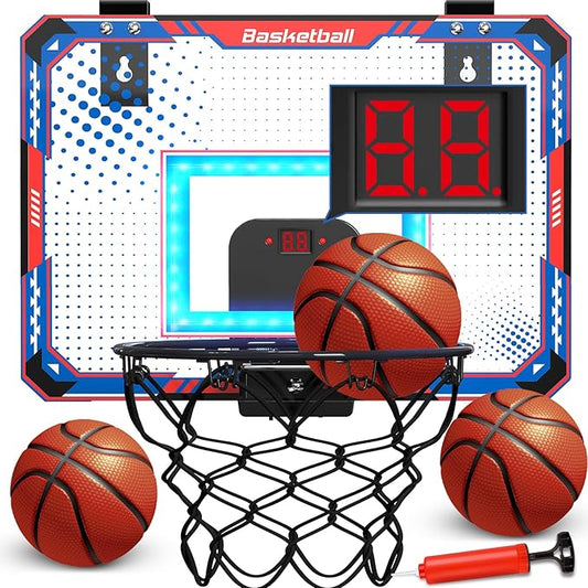 GMAOPHY Basketball Hoop Indoor for 5 6 7 8 9 10+ Year Old Boys Kids, Birthday Gift Sport Toys, Mini Basketball Hoop with Electronic Scoreboard Over The Door