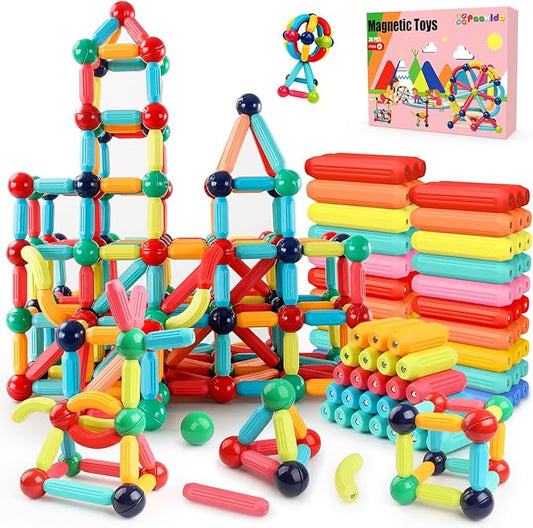 Magnetic Building Blocks - STEM Learning Toys for Kids 3+, Montessori Sensory Toys with Stronger Magnets, Creative Construction Kit Gift for Boys & Girls