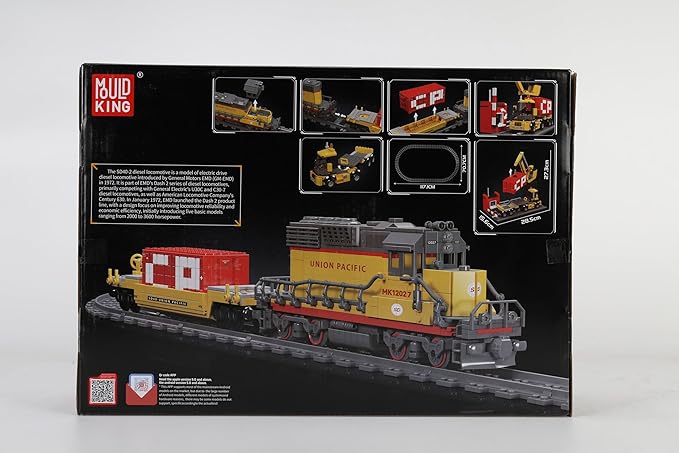 Mould King 12027 Train Building Block Kit, EMD SD40-2 Diesel Locomotive Rail Train with Motor, Remote Controlled Train Set for Kids/Adult Collections Enthusiasts(1170 Pieces)