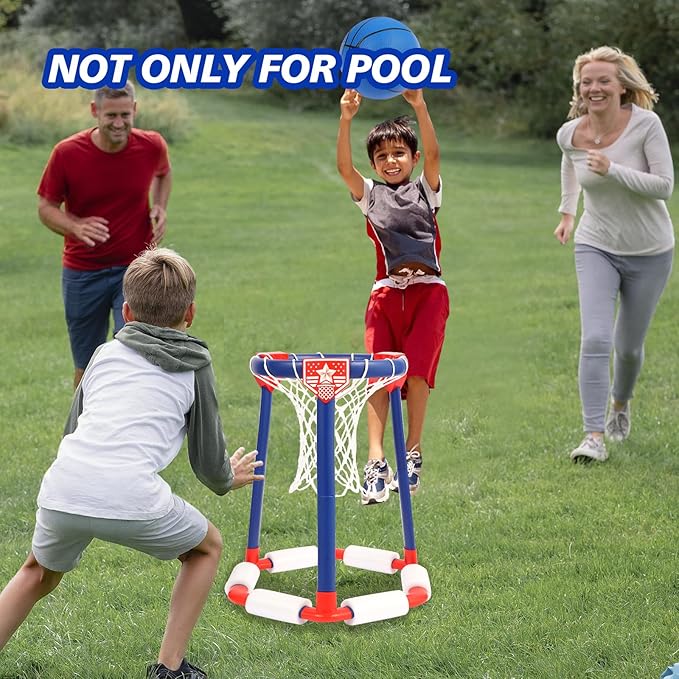 Pool Basketball Hoop Set,Floating Pool Toys for Kids,Floating Basketball Hoop,Pool Games,Basketball Game Poolside,Summer Water Toys,with 3 Balls and 1 Pump