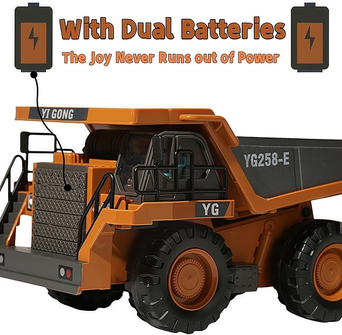 9-Channel Metal RC Dump Truck with Lights and Sound, Remote Control Construction Vehicles Toys for Adults Kids Boys Ages 3 4 5 6 7 8 9 10 11 12 13+
