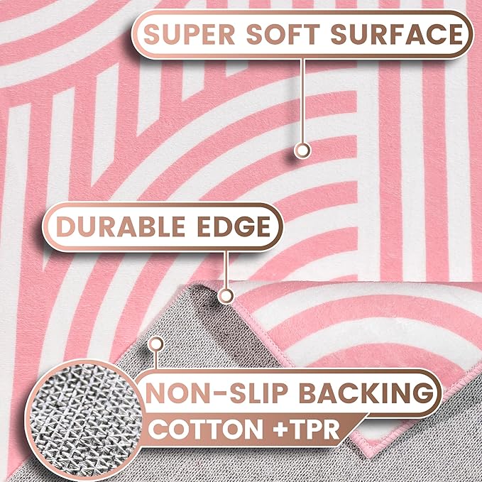 Washable 4x6 Modern Area Rug for Living Room, Pink Minimalist Aesthetic Abstract Boho Large Rugs, Ultra-Thin Low Pile Soft Nonslip Indoor Floor Carpet for Office Bedroom Playroom Classroom Dorm