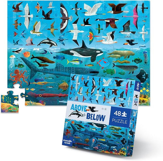 Crocodile Creek Above + Below 48-Piece Jigsaw Floor Puzzle - Fun Floor Puzzles for Kids Ages 4-8 - Sea & Sky - 27 x 20 inches Finished