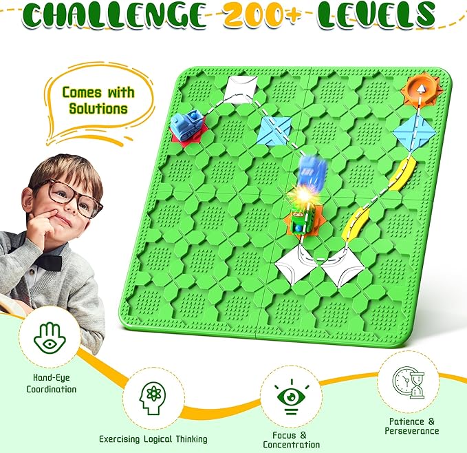 Road Builder Kids Logic Toys: Large Puzzle STEM Board Games, Educational Montessori Toys Birthday Gifts for Age 4-8 Year Old (Green)