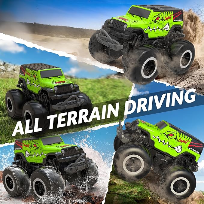 STEMTRON Amphibious Remote Control Car 2.4GHz 1:20 All Terrain Off-Road RC Car Remote Control Boat Gifts for Kids Boys Green