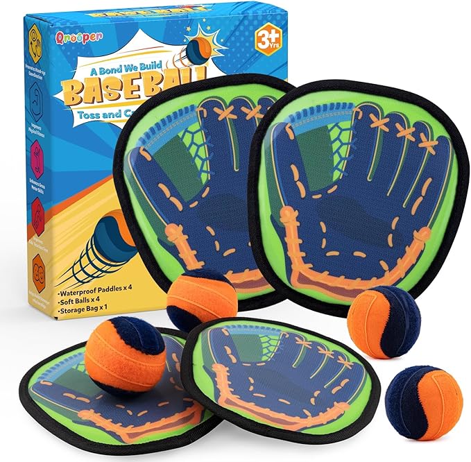Toss and Catch Ball Game Pool Beach Toys for Kids Outdoor Games Yard Outside Toys for 3 4 5 6 7 8 Year Old Boys Girls Birthday Gift Toddler Baseball Training Glove