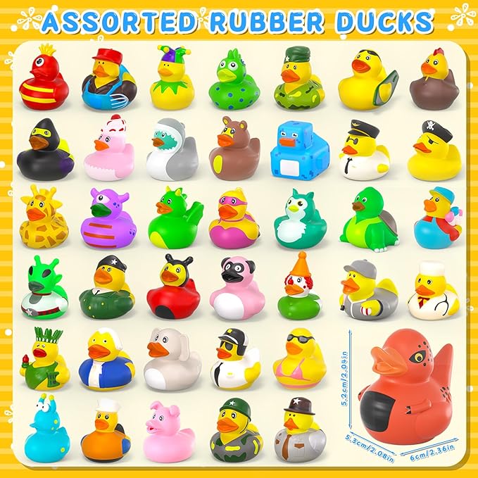 120 Pcs Rubber Ducks in Bulk, Jeep Ducks, Mini Rubber Duckies for Toddler Baby Bath Toys, Kids Bath Pool Toys, Duck Gifts for Birthday Party Favors