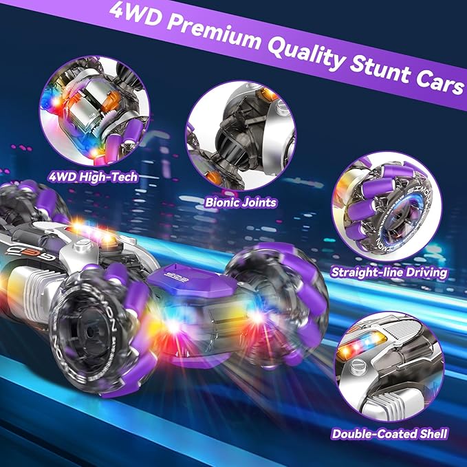 Gesture Sensing RC Stunt Car, 360° Rotating 4WD Remote Control Transform Hand Controlled Car - Fun Birthday Gifts for Kids Boys and Girls (Ages 5-13)