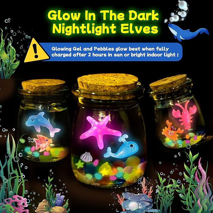 116PCS Magic Glow-in-The-Dark Gel Water Fairy Toy, Aqua DIY Elf Set with 18 Shape Molds, 100ml Gels, Water Squishy Kit, Make 150+ Water Animals,Christmas Birthday Gift, Arts Crafts STEM Kit for Kid