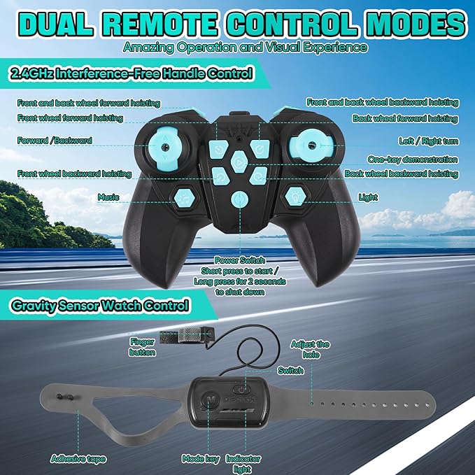 Remote Control Robot Dog Toy for Kids,2.4Ghz 8WD Gesture Sensing Stunt Rc Cars with Music & Light,Children Birthday Gift for 6 7 8 9 10 11 12 Years Old Boys