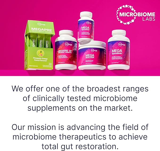 Microbiome Labs MegaSporeBiotic Probiotics for Women & Men - Spore Based Probiotics for Digestive Health - Shelf Stable & Travel-Friendly (180 Capsules)