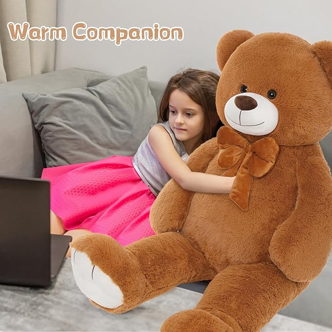 Tezituor 47 Inch Giant Teddy Bear, Soft Big Stuffed Animal Life Size 4 Feet Plush Bear Toy Valentine's Christmas Birthday Gift for Girlfriend Kids,Dark Brown
