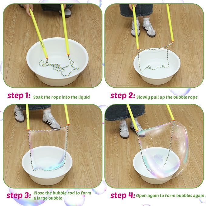 8 Pieces Giant Bubble Wands Big Bubble Wands for Kids Outdoors Bubble Toy for Birthday, Outdoor Activities, Party Favors, Giant Bubble Solution Not Included (Assorted Color,Practical)