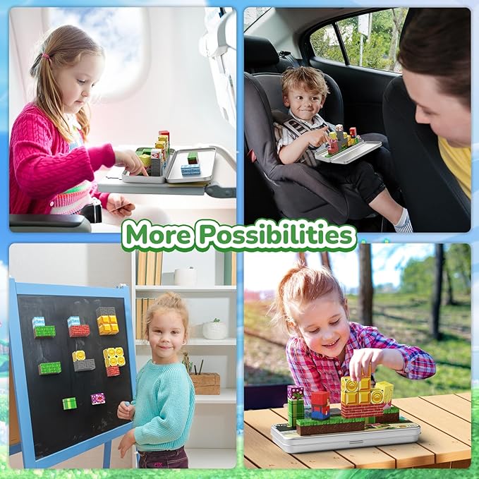 Mini Magnetic Blocks STEM Toys for Kids Ages 3-8, 35PCS Travel Building Set with Magnetic Storage Tin Box, Educational Construction Toys for Toddlers, Preschool Learning Birthday Gift for Boys & Girls
