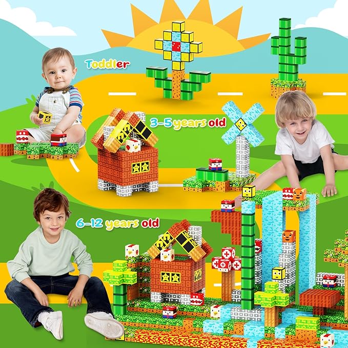 100PCS Magnetic Blocks - Building Cube Game Toys for Kids Ages 3-5 4-8 8-12, STEM Sensory Toys for Boys & Girls 3+, Stacking Toy Gifts for Toddlers Christmas Birthday, Educational Construction Toys