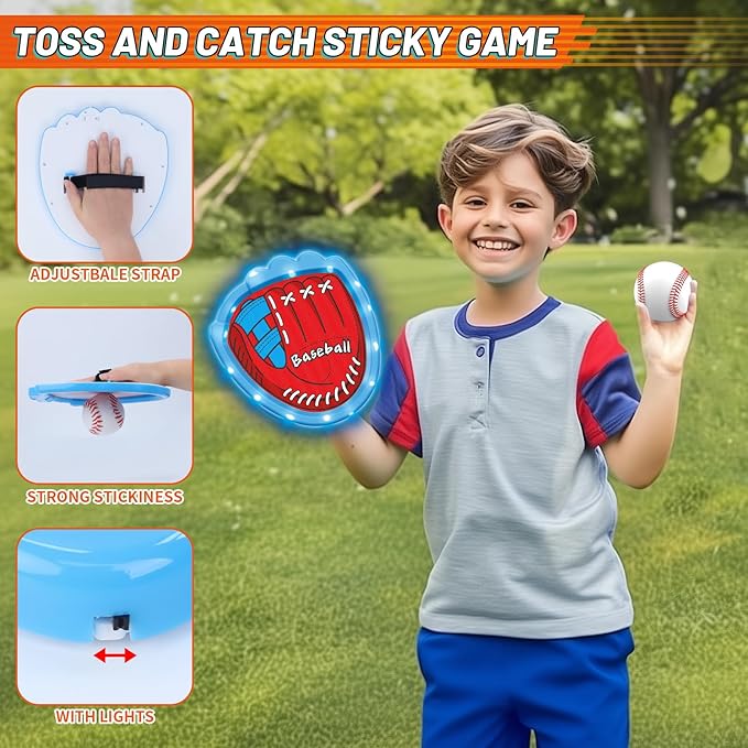 Gifts2U Baseball Toss and Catch Game Set - Indoor Outdoor Sports Toy with 2 Catch Paddles, 3 Sticky Balls, Baseball Bat, Pitching Machine and Storage Bag, Perfect for Backyard Fun Family Games