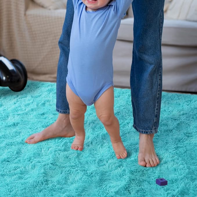 Super Fluffy Area Rug for Bedroom, Modern Shag Blue Area Rugs, Soft Plush Small Carpet for Kids,Girls Boys and Teens Decorations for Living Room Dorm Nursery Classroom, 9x12 Feet