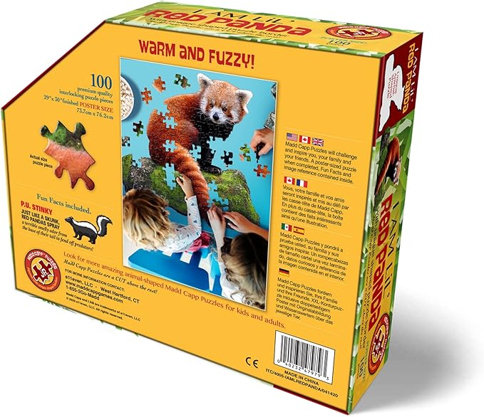 Madd Capp Puzzles Jr. - I AM Lil’ Red Panda - 100 Pieces - Animal Shaped Jigsaw Puzzle