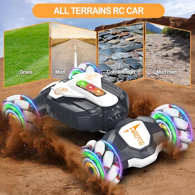 Gesture Stunt RC Car, 2.4Ghz 4WD Remote Control Car, Gravity Watch Sensor 360° Rotating Twist Drift Offroad Toy Car with Music Lights, Ages 6-12 Boys Girls Birthday