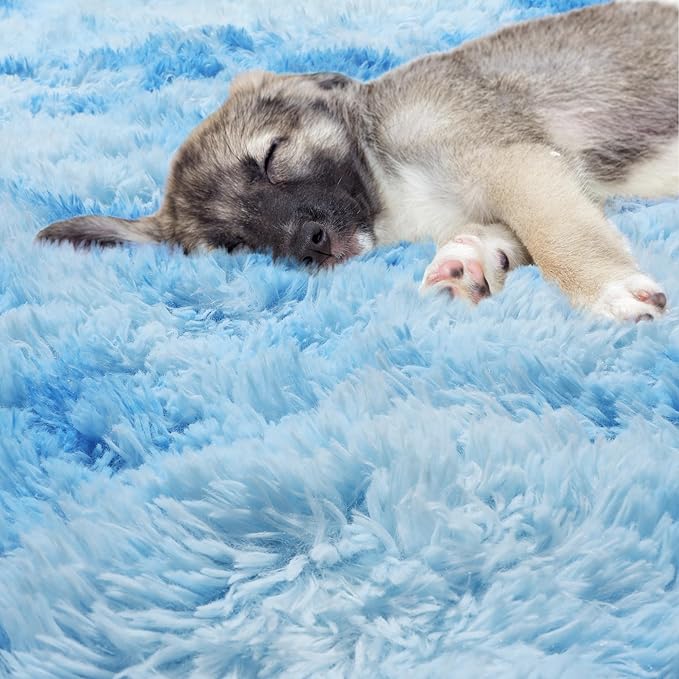 ONASAR Tie-Dye Blue Round Area Rug 4x4, Soft Bedroom Circle Rugs Floor Mats for Kids Girls Teen Room, Kawaii Fluffy Plush Shaggy Carpet for Baby Nursery Living Room Playroom Home Decor