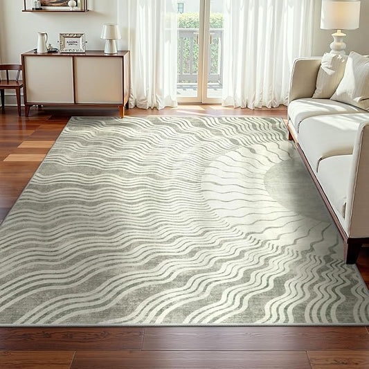 Boho 8x10 Area Rugs, Soft Washable Rugs 8x10 Grey Rugs for Living Room, Ultra-Thin Non-Slip Bedroom Rug Classroom Rug Large Carpet for Nursery Dining Room (8x10ft,Grey/Multi)