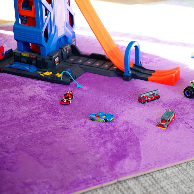 16 Piece Carpet Squares Puzzle Mat 49" x 49" Plush Interlocking Carpet Tiles, Foam Floor Tiles for Baby Play Mat - Kids Soft Play Floor Mats, Anti Slip Jigsaw Flooring Playmat Playroom Rug (Purple)