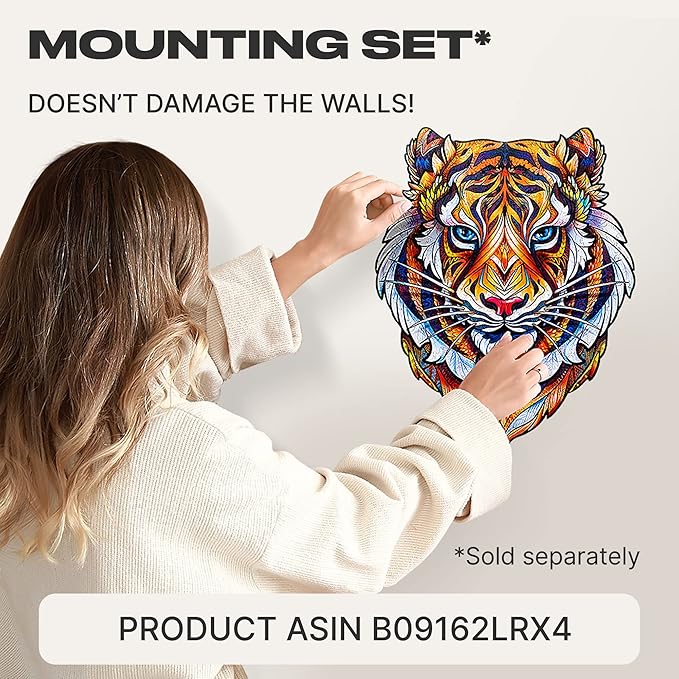 UNIDRAGON Original Wooden Jigsaw Puzzles - Lovely Tiger, 273 Pieces, King Size 11.7"x14.7", Beautiful Gift Package, Unique Shape Best Gift for Adults and Kids