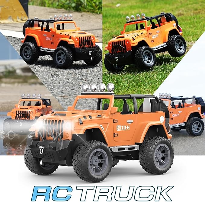 Remote Control Car for Kids - 2.4GHz Fast RC Car with LED Lights, 1:18 Scale Offroad Buggy, 20 KM/H Speed, 35-Min Playtime, Rechargeable Battery, Gift for Boys & Girls Ages 6-12