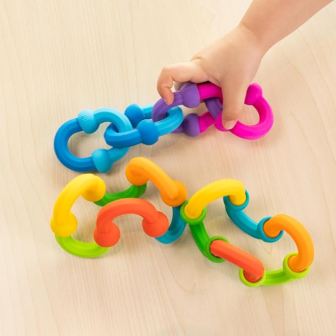 Fat Brain Toys Plip Links, Silicone Building Toys for Creative Play, Creative Construction Play Set for Preschoolers, Kids Toys Ages 3 to 12