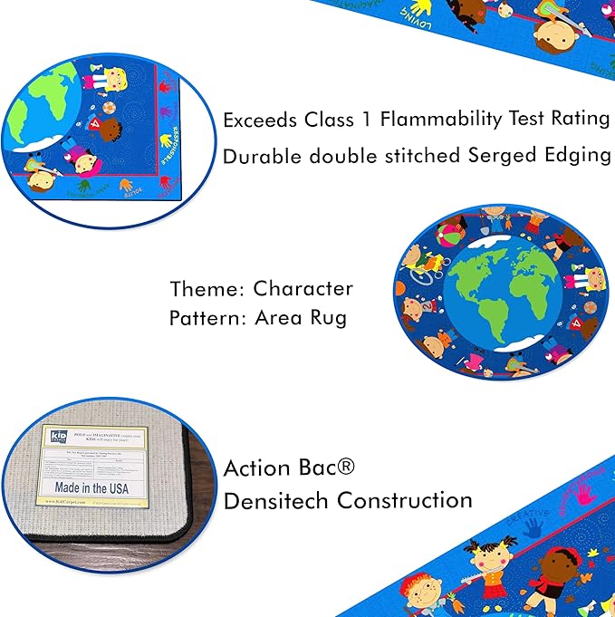 KidCarpet World Character Classroom Rug, 7'6" x 12' Rectangle