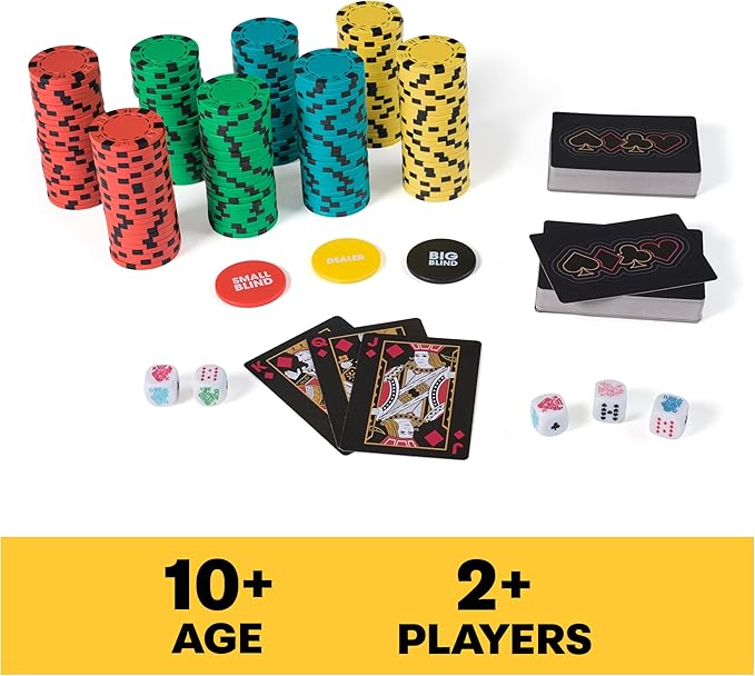 Spin Master Games, Cardinal Legacy Deluxe 200-Piece Poker Set, Premium Dual-Toned Poker Chips in Wooden Storage Case, 2-10 Players, for Ages 10 & Up