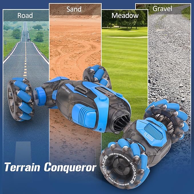 Gesture Sensing RC Stunt Car for Boys, Remote Control Toys for Kids Age 5-7, 6-8, 9 10 11 12+ Years Old Birthday Gifts, 2.4GHz Hand Controlled RC Drift Car with Light & Music, Double-Sided Driving