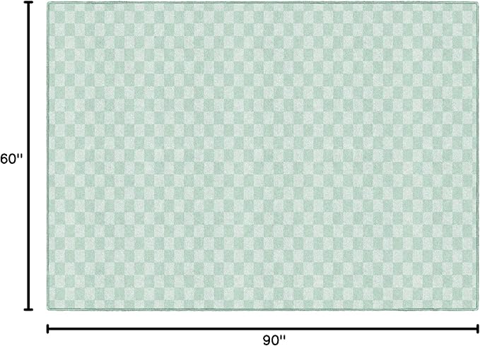 Flagship Carpets Schoolgirl Style Mint Checkerboard Educational Area Rug for Kids Room Seating Décor, Children's Classroom, Play Carpet for Teaching and Playroom, 5' x 7'6", Green