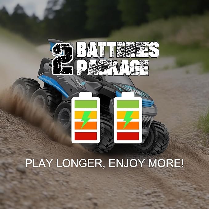 YOLOPLUS+ Amphibious Remote Control Car 8WD RC Monster Truck, 2.4GHZ 1:16 Waterproof All-Terrain Off-Road RC Cars Toys, Pool Toys Gifts for Boys and Girls Age 8-12, Blue