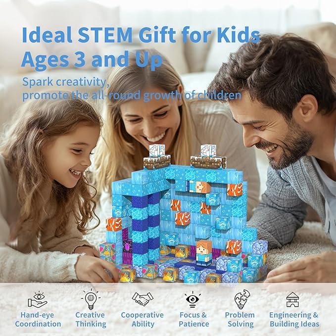 Magnetic Blocks-120PCS Ocean Quest Set，Magnetic Building Blocks Kids Toys for Ages 3 4 5 6 7 8-13 Birthday Gifts，STEM Montessori Sensory Toys for 3+ Years Old Boys & Girls