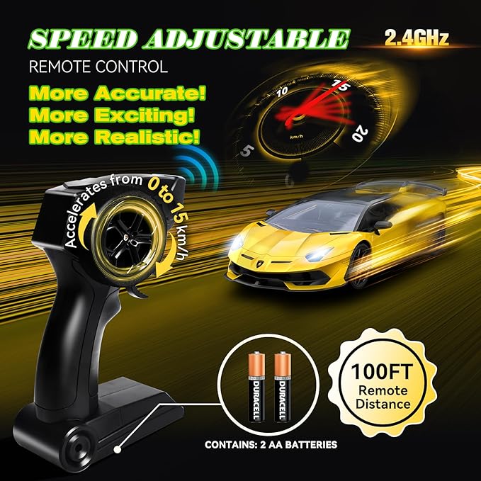 Lamborghini Remote Control Car, Officially Licensed 1:14 Lambo RC Car for Boys Girls Birthday Gift, Yellow Toys for 3 4 5 Years Old（Yellow）