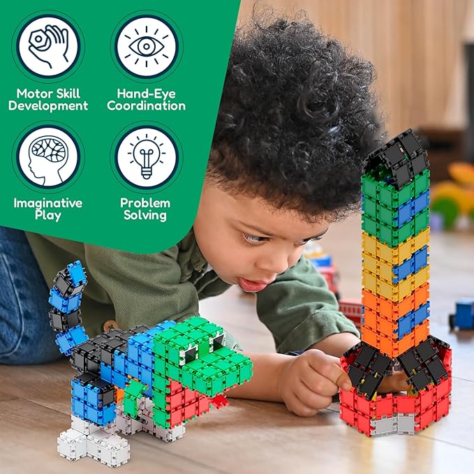 Beblox Building Blocks for Kids - 250-Piece Connecting Tiles Set - Interlocking Building Blocks for Kids, STEM Toys Kit, Fun & Educational Gifts for Boys & Girls, Preschool Learning Activities Ages 4+