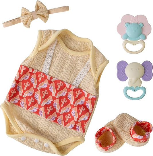 Reborn Baby Dolls Clothes Girl Yellow Baby Clothes 17-22 Inches Newborn Outfit and Accessories for Girls' Clothing