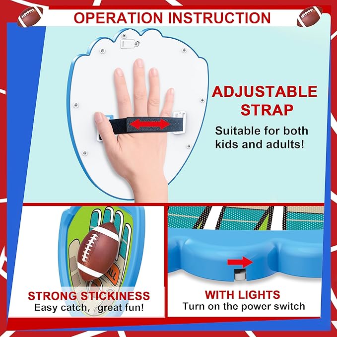 Toss and Catch Ball Game Set,Light-Up Kids Baseball Glove Sticky Mitt, Velcro Ball and Catch Games for Kids Ages 3-12, Football & Baseball Camping/Yard/Outdoor Sports Toy,Outdoor Game for Kids