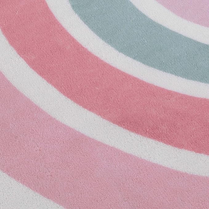 STARUIA Pink Rainbow Hexagon Kids Rug - 55"x47" Washable, Non-Slip, Ultra Soft Play Carpet for Playroom, Bedroom, Classroom, Dorm